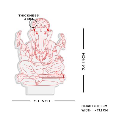 3D Illusion Ganesha God night lamp with Warm White Light Religious Gift Items Home Office & Pooja Room Decoration